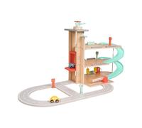 Owl & Fox Garage de Voiture de Jeu en Bois Traditionnel. Jouets en Bois pour garçons et Filles âgés de 3 Ans et Plus, Jeu de rôle interactif et imaginatif, Jouet d'apprentissage Montessori