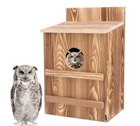 Owl House - Caisse pour hiboux commun, maison pour oiseaux en bois, grande fabrication à la main, ouverture circulaire, montage facile, vis de montage incluses
