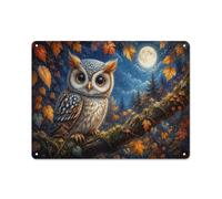 Owl In Autumn Leaves Plaque Métal 30x40cm Déco Murale | Dans l'espace créatif, les décors muraux en métal créent un accent mural comme petite touche déco.