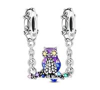 Owl in the Tree Pendant Charm, Charm for Bracelet, Compatible with Pandora Bracelet Neckalce