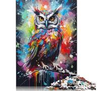 Owl Painting Bird Poster Puzzle 1000 Pièces Educa Jouet en Bois Divertissement Créatif Décoration Intérieure Jeu Éducatif Challenge Toy pour Adultes Et Enfants À Partir De 12 Ans 1000pcs (38x26cm)