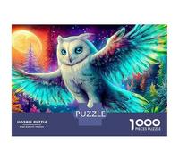 Owl Puzzle 1000 Pièces Adultes Et Enfants Dès 14 Ans Owl with Crystal Wings Puzzle De Qualité Supérieure Jouets De Jeu Stimulants Détente & Relaxation 52x38cm/1000pcs