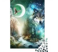 Owl Set De 1000 Pièces Papier Recyclé Owl Wolf Night Puzzle Adulte Facile À Ranger Loisirs À La Maison Casse-tête Engageant Activité Lien Familial 38x26cm/1000pcs