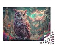 Owl surplombant la Ville Magique la Nuit 1000 Pieces Jigsaw Puzzle for Adults Faune Sauvage Anti-Stress Décoration Murale Jeu Éducatif Activité Intellectuelle 70x50cm/1000pcs