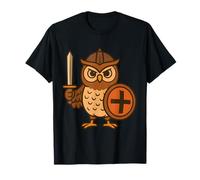 Owl Warrior Vintage Love Owls with Sword Fantasy Fans T-Shirt
