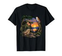 Owl Watcher visant Un télescope vers Une Chouette effraie au crépuscule T-Shirt