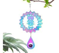 Owl Wind Spinner, Outdoor Wind Spinner, Metal Garden Decor, Metal Sculptures, 6-inch Owl Wind Spinner with Tail Charm Stainless Steel Owl Wind Spinner Sculpture for Patio