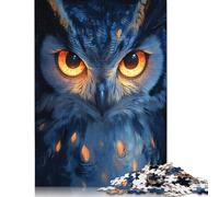 Owl with Glowing Eyes Puzzles 1000 Pieces Cadeau Unique Jeu Éducatif Challenge Toy À De Qualité Supérieure Peinture Art pour Adultes Et Enfants À Partir De 14 Ans 1000pcs (75x50cm)