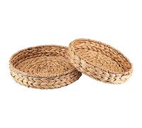 OWLEEN Lot de 2 plateaux ronds tressés en jonc de mer 33 cm + 28 cm de diamètre