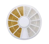 OWLEEN Lot de 300 boules de décoration pour ongles avec roue Doré et argenté
