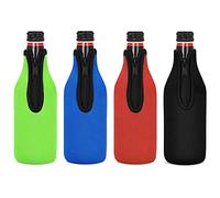 OWLEEN Lot de 4 manchons isolants de bière pour garder les froides, vestes zippées, manchons isothermes de bière, housse en néoprène