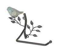 OwlGift Porte-Papier Toilette Mural en métal avec Oiseau en céramique, Organisateur de Rouleau pour Salle de Bain - Noir