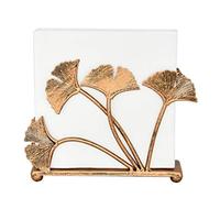 OwlGift Porte-serviettes moderne avec motif feuilles de ginkgo pour tables, rangement de serviettes en papier en métal pour cuisine, distributeur élégant de serviettes en papier, trieur de lettres,