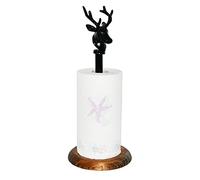 OwlGift Support de papier essuie-tout en forme de cerf, élan pour comptoir de cuisine, compatible avec les serviettes en papier de taille standard et Jumbo avec dessus en fonte, motif de ferme de