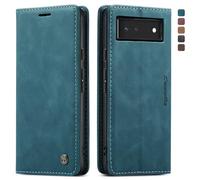 owlhold Coque Google Pixel 6 Cuir PU Premium Fentes Cartes Etui Pochette de Portefeuille avec Fonction Support Case à Rabat Coque Google Pixel 6 - Bleu Vert