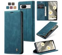 owlhold Coque Google Pixel 8 Housse Antichoc en Cuir PU Premium Fentes Cartes Etui Pochette de Portefeuille avec Fonction Support Case à Rabat pour Pixel 8 - Bleu Vert