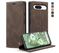 owlhold Coque Google Pixel 8A Housse Antichoc en Cuir PU Premium Fentes Cartes Etui Pochette de Portefeuille avec Fonction Support Case à Rabat pour Pixel 8A - Café
