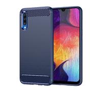owlhold Coque pour Samsung Galaxy A50 / A30S, Housse Premium TPU Souple Texture Fibre de Carbone Etui Protection Téléphone Antichoc, Anti-Rayures, Anti-Dérapante, Silicone Case Bumper, Bleu