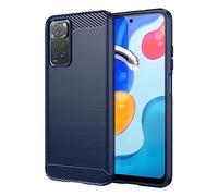 owlhold Coque pour Xiaomi Redmi Note 11 / Note 11S, Housse Premium TPU Souple Texture Fibre de Carbone Etui Protection Téléphone Antichoc, Anti-Rayures, Anti-Dérapante, Silicone Case Bumper, Bleu