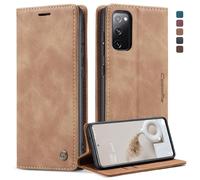 owlhold Coque Samsung Galaxy S20 fe, Housse Antichoc en Cuir PU Premium Fentes Cartes Etui Pochette de Portefeuille avec Fonction Support Case à Rabat pour Samsung Galaxy S20 fe - Brun