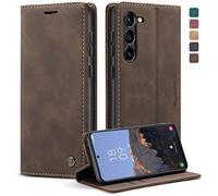owlhold Coque Samsung Galaxy S23 5G, Housse Antichoc en Cuir PU Premium Fentes Cartes Etui Pochette de Portefeuille avec Fonction Support Case à Rabat pour Samsung Galaxy S23 5G - Café