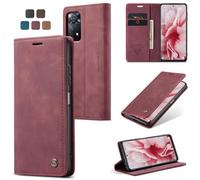owlhold Coque Xiaomi Redmi Note 11 Pro/12 Pro 4G, Housse en Cuir PU Premium Fentes Cartes Etui Pochette de Portefeuille avec Fonction Support Case à Rabat pour Redmi Note 11 Pro/12 Pro 4G - Vin Rouge