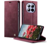 owlhold Coque Xiaomi Redmi Note 15 Pro 4G [Pas pour 5G] Housse Antichoc en Cuir PU Premium Fentes Cartes Etui [Blocage du Signal RFID] Pochette de Portefeuille avec Fonction Support à Rabat-Vin Rouge