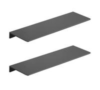 OWLMATE 2 Pièces Etagere Murale Noire, Etagere Murale Metal Longueur 40cm Etagere Murale sans Percage pour Salon, Chambre, Salle de Bain, Cuisine, Etagere Douche