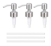 OWLMATE 3 Pièces Flacon Pompe, 28 mm Distributeur de Savon Liquide Acier Inoxydable, INOX à Finition Brossée