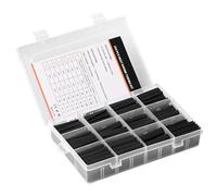 OWLMATE 350 Pièces Gaine Thermorétractable Noir, Gaine Thermo, Gaine Thermorétractable Etanche, 3:1 Gaine Electrique 7 Tailles