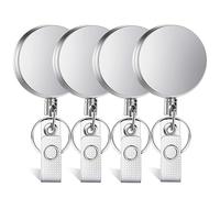 OWLMATE 4 Pièces Porte Badge Enrouleur, Cordon Porte Badge, Porte Badge Retractable, Support Badge Pour Porte Badge de Carte D'Identité (Noir)