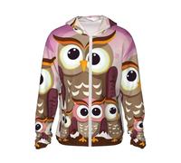 Owls Family - Chemise de soleil pour homme UPF 50+ avec protection solaire pour femme - Veste à capuche à manches longues - Rashguard, noir, Small