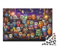 Owls Gathering Night Puzzles 1000 Pièces Jeu De Défi Jouet Adultes Et Plus De 12 Ans Puzzle Plaisir De Famille Défi Éducatif Détente Cadeau Décoration Maison 38x26cm/1000pcs