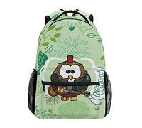 Owls Green Leaf Shoulder Backpack Student Bookbags for Travel Kid Girls Boys