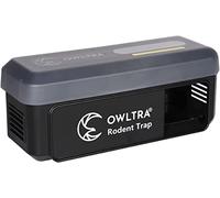 OWLTRA Ow-Piège électrique d'extérieur pour rongeurs et Souris avec Couvercle étanche, Alarme sonore et lumière, Piles ou Source d'alimentation USB, étanchéité IPX4, Noir