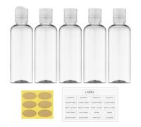 owlyee Lot de 5 bouteilles de voyage en plastique avec bouchon à rabat (100 ml, tout transparent)