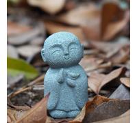OwMell Statue de moine jizo japonais en prière, statue de Bouddha Jizo - Statue commémorative - Décoration d'aquarium pour jardin ou extérieur - 6,6 cm - tenant un oiseau