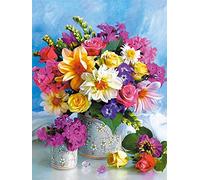 OWN4B Kit de broderie au point de croix estampé, motif imprimé fleurs dans un vase 11CT 36,1 x 46 cm (fleurs)