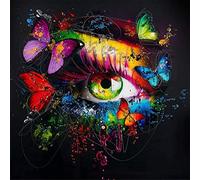 OWN4B Kit de broderie au point de croix estampé, motif imprimé yeux colorés et papillons 11CT 36,1 x 36,1 cm (œil)