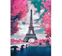 OWN4B Kit de broderie au point de croix estampillé, magnifique motif imprimé Tour Eiffel 11CT 36,1 x 46 cm