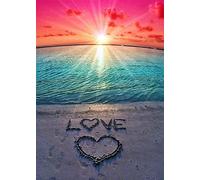 OWN4B Kit de broderie au point de croix estampillé, motif imprimé coucher de soleil sur la plage, amour 11CT 36,1 x 46 cm (plage)