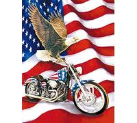 OWN4B Kit de broderie au point de croix estampillé, motif imprimé moto et drapeau 11CT 36,1 x 46 cm (moto)