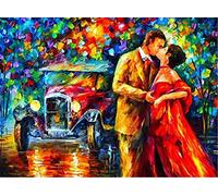 OWN4B Kit de broderie au point de croix estampillé, motif imprimé romantique 11CT 36,1 x 46 cm (amoureux)