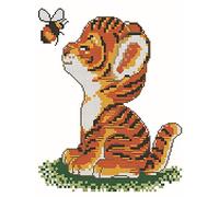 OWN4B Kit de broderie au point de croix estampillé, motif mignon petit tigre et abeille 11CT 36,1 x 46 cm (tigre)