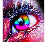 OWN4B Kit de broderie au point de croix Motif imprimé œil coloré 11CT 36,1 x 36,1 cm