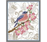 OWN4B Kit de broderie au point de croix Motif imprimé oiseaux sur branches 11 ct 35,1 x 41,9 cm