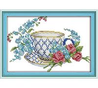 OWN4B Kit de broderie au point de croix Motif tasse à café 11 ct 34 x 22 cm