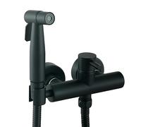 Ownace Ensemble mitigeur de bidet noir mat pour toilettes musulmanes chaud/froid avec kit de pulvérisateur Shattaf pour montage mural