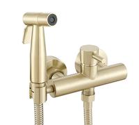 Ownace Ensemble mitigeur mural doré brossé pour bidet pour toilettes musulmanes chaud/froid avec kit de pulvérisateur Shattaf, BS201
