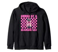 Owned by A Siamois Cat Girl Cat Mom Pink Coquette Bow Sweat à Capuche